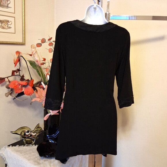 NWT Zoe Women's Black Multi Color Patchwork Blouse ¾ Sleeve Top Size M - Picture 5 of 9